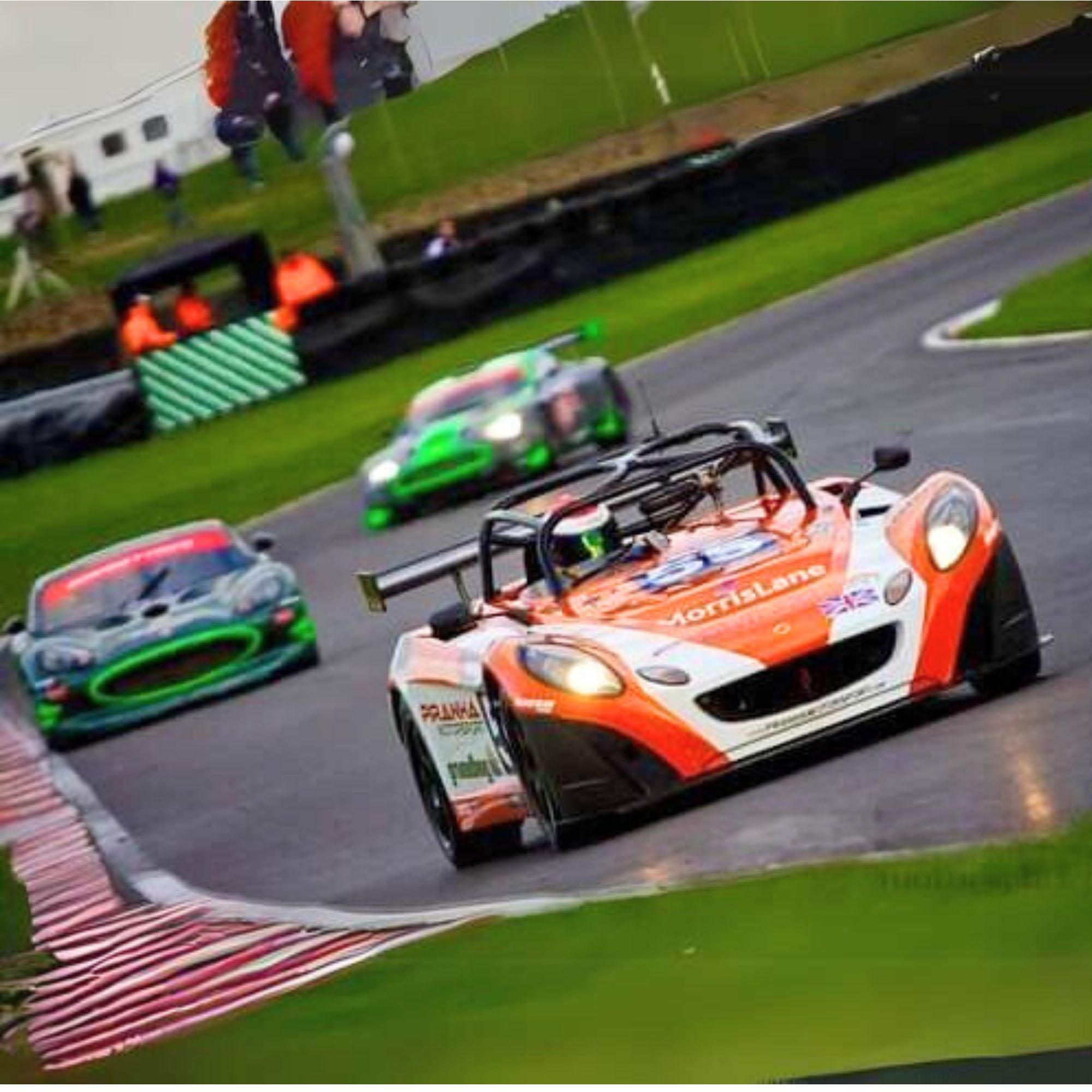 Chris Bialan in Piranha Motorsports race car on racetrack